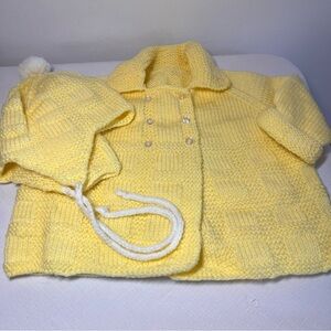 Handmade Yellow Knit Sweater & Hat Set